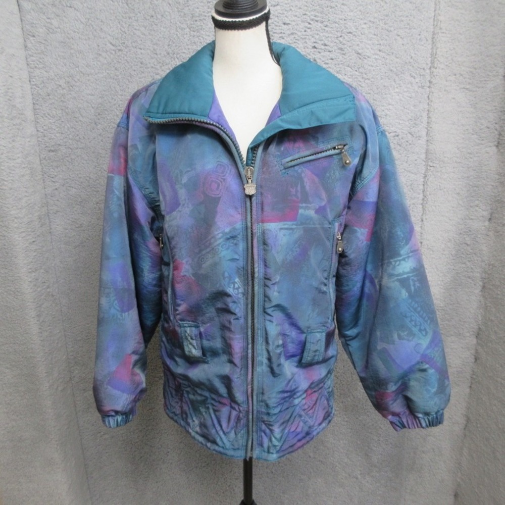 Vintage Kaelin Ski Jacket Women 8 Teal Purple Abstract Retro Gorpcore Streetwear